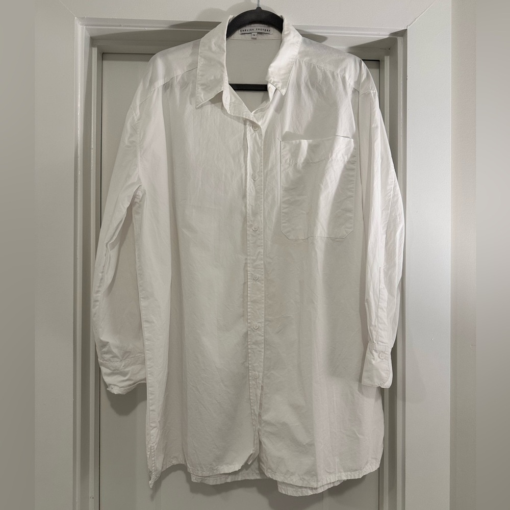 English Factory Classic Collar Shirtdress Size L White
